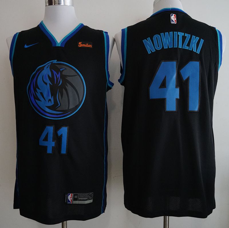 Men Dallas Mavericks 41 Nowitzki Black City Edition Game Nike NBA Jerseys